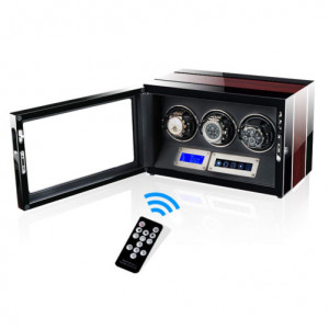 Кутия за самонавиващи се часовници iUni Luxury Watch Winder 3, цвят на махагон - Img 6