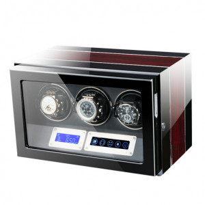 Кутия за самонавиващи се часовници iUni Luxury Watch Winder 3, цвят на махагон - Img 7