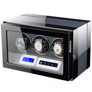 Кутия за самонавиващи се часовници iUni Luxury Watch Winder 3, цвят на въглероден - Img 12