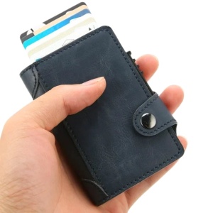 Портфейл iUni P4, RFID, слот за 9 карти, тъмно син - Img 1
