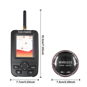 Риболовен сонар Fish Finder Безжичен iUni XJ-01, цветен LCD екран 2.8", сензор 90°, дълбочина 36m, комуникационно разстояние до 100m, 125KHz - Img 12