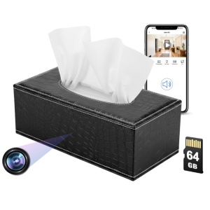 Шпионска камера в поставка за салфетки iUni IP73, Wi-Fi, 64GB, Full HD, Гледане в реално време от телефон