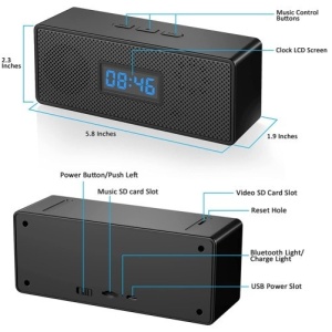 Шпионска камера в преносим високоговорител и настолен часовник iUni IP45, Wi-Fi, 32GB, Full HD, сензор за движение - Img 3