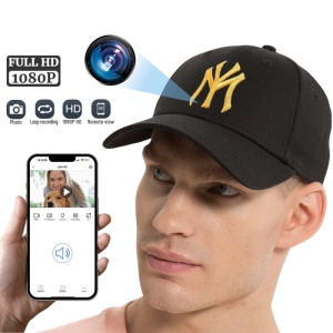 Шпионска скрита камера в шапка с козирка iUni H15, Wi-Fi, Full HD, слот за microSD карта, черно-златист - Img 2