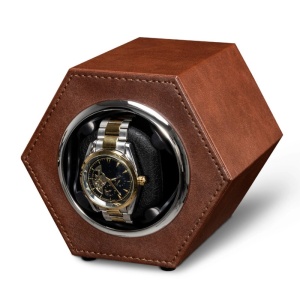 iUni Кутия за навиване на автоматични часовници, Watch Winder, Еко кожа, Кафяв