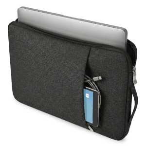 iUni 15"-16" laptop bag, made from water-resistant fabric, scratch- and impact-resistant, with an external pocket, black
