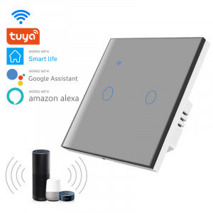 iUni 2F интелигентен сензорен ключ, Wi-Fi, безопасно стъкло, LED, сребрист - Img 7