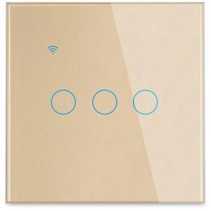 iUni 3F Tempered Glass WiFi Smart Touch Switch, LED, Gold - Img 9