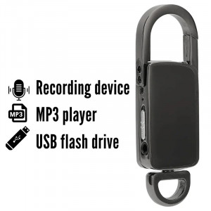 iUni BR11 Plus Spy Keyring Recorder, 8GB, Voice Activation, MP3 Player, Black - Img 2