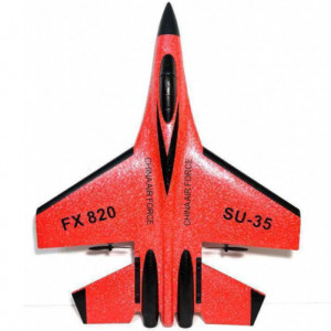 iUni FX820 изтребител с дистанционно управление, SU-35, жироскоп, удароустойчив, червен - Img 9
