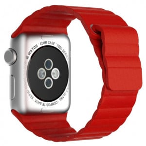 iUni Leather Loop-bandje voor Apple Watch 1/2/3/4/5/6/7 38 mm Kunstleer Rood - Img 9