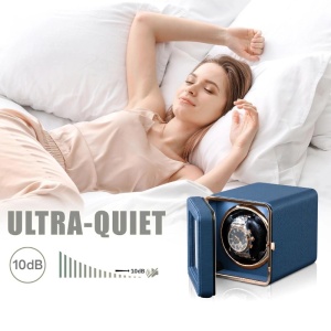 iUni Opwinddoos voor automatische horloges, Watch Winder, Eco-leer, Blauw - Img 9