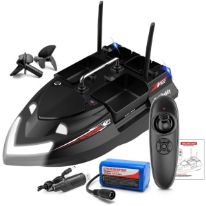 iUni V802 Fishing Bait Boat, 12,000mAh, 4 Tanks, 3kg, 500m, 15km/h, 2.4GHz Remote Control, Black