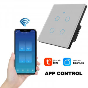 Slimme aanraakschakelaar, wifi, beschermglas, iUni 4G, 10 A, spraakbediening, Smart Life / Tuya, led, zilverkleurig - Img 3