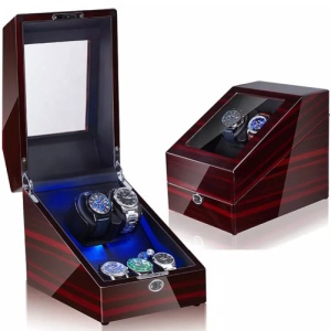 Κουτί για αυτόματα ρολόγια iUni Watch Winder 2 + 3 θέσεις αποθήκευσης, μαόνι - Img 3