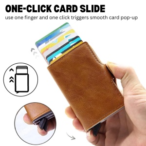 Двоен портфейл iUni P3 RFID, 16 Карти, Тъмно Кафяв - Img 5