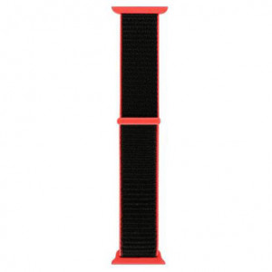 Каишка iUni Woven Strap за Apple Watch 1/2/3/4/5/6/7 44 мм Найлон Черен/Червен - Img 2