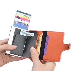 Портфейл iUni P2, RFID, слот за 6 карти, шоколадово кафяво - Img 7