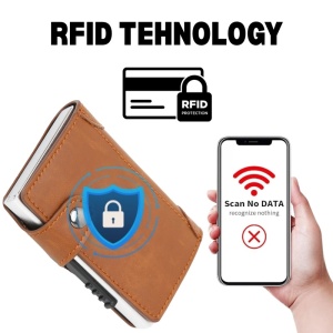 Портфейл iUni P4, RFID, слот за 9 карти, кафяв - Img 3