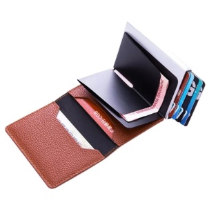 Портфейл iUni P6, RFID, слот за 9 карти, кафяв - Img 2