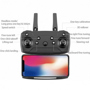 Drohne iUni E88 Pro, 4K, WLAN, 2 Kameras, klappbare Arme, Echtzeit-Übertragung von Telefonaten, grau - Img 11