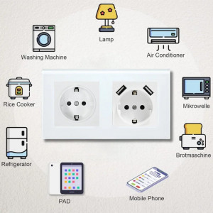 Dubbel stopcontact met een frame van gehard glas, 2 USB-A-poorten, iUni US2, 16 A - Img 6