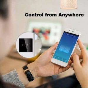 Intelligenter Sensorschalter, WLAN, Schutzglas, iUni 2G, 10 A, Sprachsteuerung, Smart Life / Tuya, LED, schwarz - Img 4