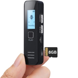 iUni 007 Mini-digitale recorder, 8 GB, batterijduur 17 uur, mp3-speler