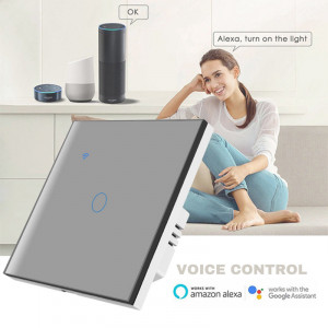 iUni 1F интелигентен сензорен ключ, Wi-Fi, безопасно стъкло, LED, сребрист - Img 6