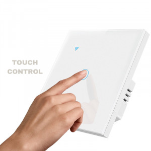 iUni 1F интелигентен сензорен превключвател, Wi-Fi, закалено стъкло, LED - Img 5