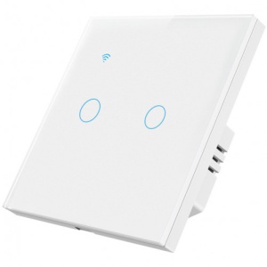 iUni 2F интелигентен сензорен превключвател, Wi-Fi, закалено стъкло, LED - Img 1