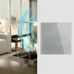 iUni 3F интелигентен сензорен ключ, Wi-Fi, безопасно стъкло, LED, сребрист - Img 10