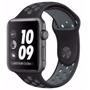 iUni-Armband für Apple Watch 1/2/3/4/5/6/7, 38 mm, Silikon, Schwarz/Silber - Img 3