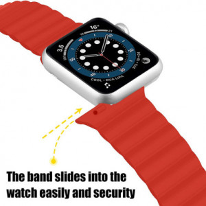 iUni-Armband für Apple Watch 1/2/3/4/5/6/7, magnetisches Silikon, 42 mm, rot - Img 4