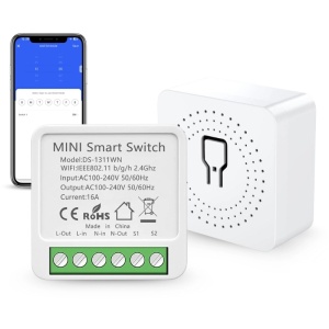 iUni DS2 Smart Relay, wifi, 16 A, Smart Life / Tuya Smart, programmeerbaar, spraakbesturing
