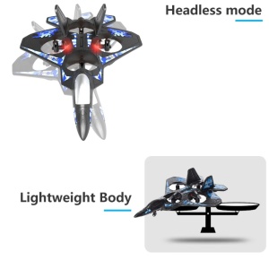 iUni LC222-A Op afstand bestuurbare vliegtuig, Thunder Jet X, 360°-acrobatiek, gyroscoop, schokbestendig, led-verlichting, blauw - Img 6