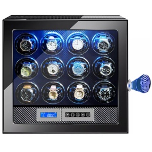 iUni Luxury 12-Watch Winder, Fingerprint Lock, Carbon - Img 2