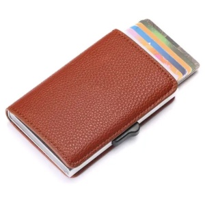 iUni P6 wallet, RFID, 9-card slot, brown