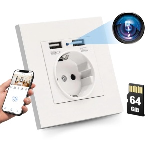 iUni PR1 Spy Camera in a Wall Socket, 64GB, Wi-Fi, Full HD, Live Viewing via Mobile Phone