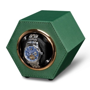 iUni Sigle Watch Winder, 2 Rotation Modes, PU Leather, Green