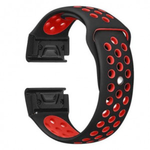 iUni Sport-bandje 26 mm voor Garmin Fenix 3 / Fenix 5X, siliconen, zwart/rood - Img 2