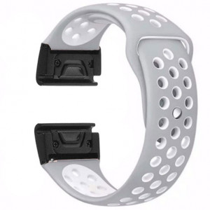 iUni Sportarmband 26 mm für Garmin Fenix 3 / Fenix 5X, Silikon, grau/weiß - Img 2
