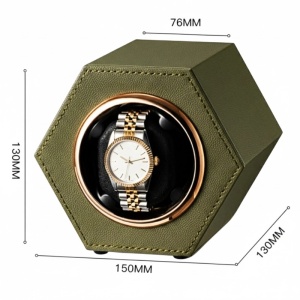 iUni Uhrenbeweger für Automatikuhren, Watch Winder, Kunstleder, Khaki - Img 12