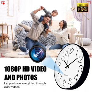 iUni W31 Spionagekamera in Form einer Wanduhr, 32 GB, WLAN, Full HD, Bewegungssensor, Schwarz-Weiß - Img 3