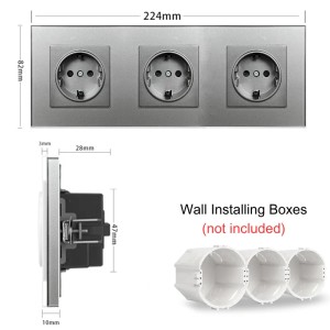 iUni WS3 drievoudig stopcontact met een frame van gehard glas, 16 A, zilverkleurig - Img 11