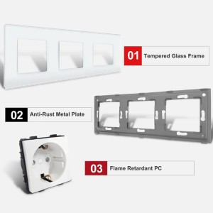 iUni WS3 drievoudig stopcontact met een frame van gehard glas, 16 A - Img 6