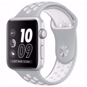 Λουράκι iUni για Apple Watch 1/2/3/4/5/6/7 38 mm Σιλικόνη Ασημί/Λευκό - Img 5