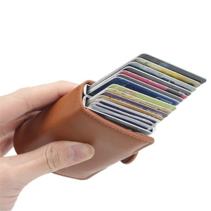 Двоен портфейл iUni P3 RFID, 16 Карти, Тъмно Кафяв - Img 6