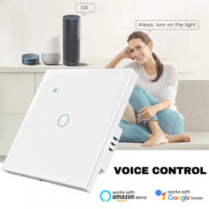 Интелигентен сензорен превключвател, WiFi, Защитно стъкло, iUni 1G, 10A, Гласово управление, Smart Life / Tuya, LED - Img 7