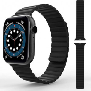 Каишка iUni за Apple Watch 1/2/3/4/5/6/7, Magnetic Silicone, 40мм, Черен - Img 7
